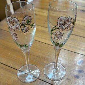Perrier Jouet pair of 2 vintage champagne glasses